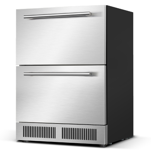 24 inch 154 Cans Built-in Undercounter Double Drawers Beverage Cooler in Stainless Steel 
