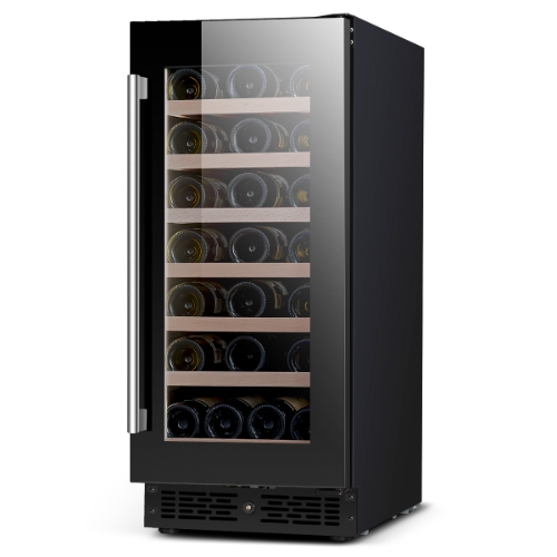 Single Zone 14.9'' 33 Bottle Wine Refrigerator with Black Glass Door