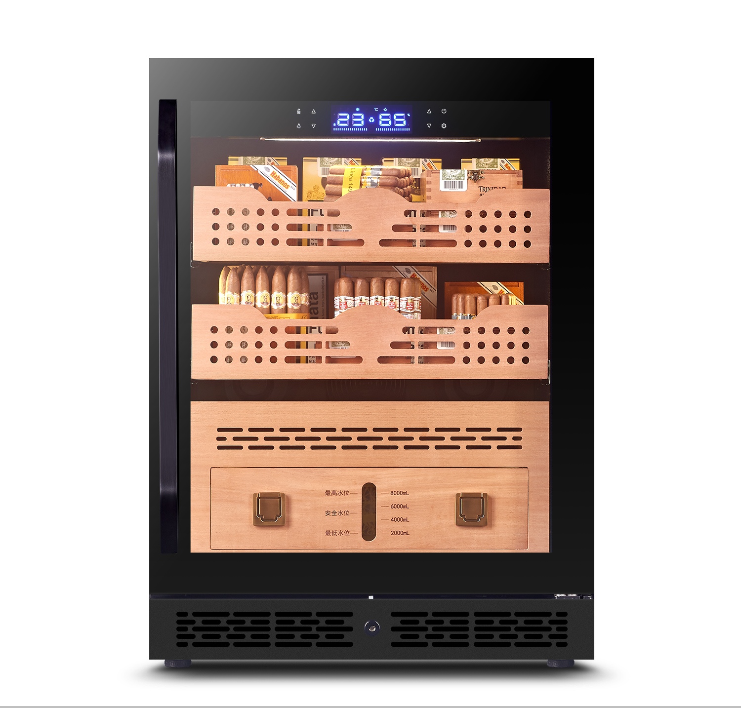 Cigar Cooler Humidor with Spanish Cedar Wood Shelves with Built in Digital Hygrometer Chiller