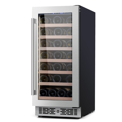 Single Zone Wine Refrigerator 33-Bottles in Stainless Steel door