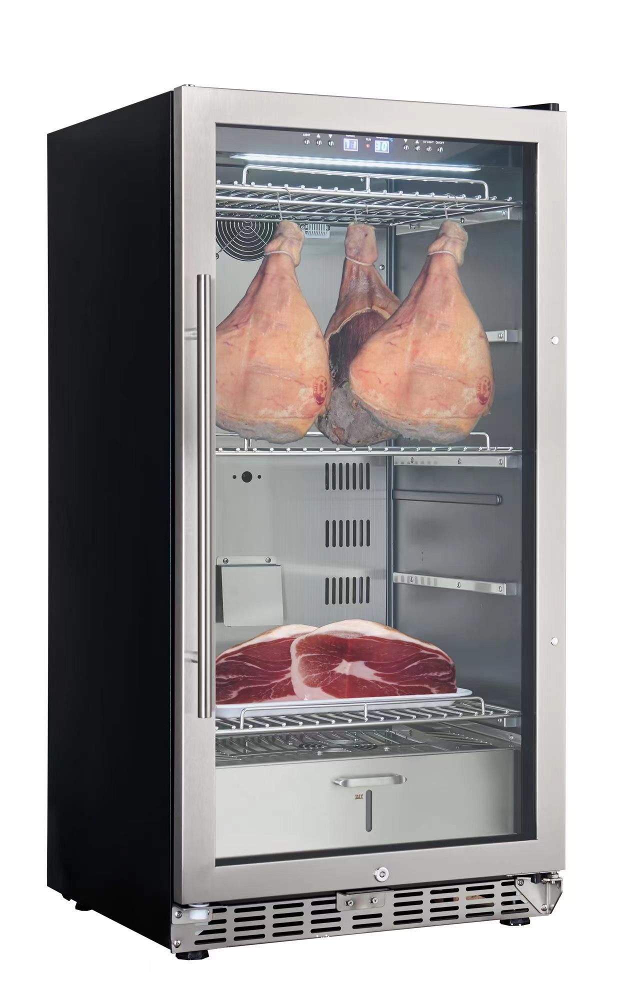 Dry Aging Refrigerator for Steak–Compact Dry Aged Fridge with Safety Lock, Precise Temp & Humidity Control, White LED Light for Steak Beef Ager for Home Commercial